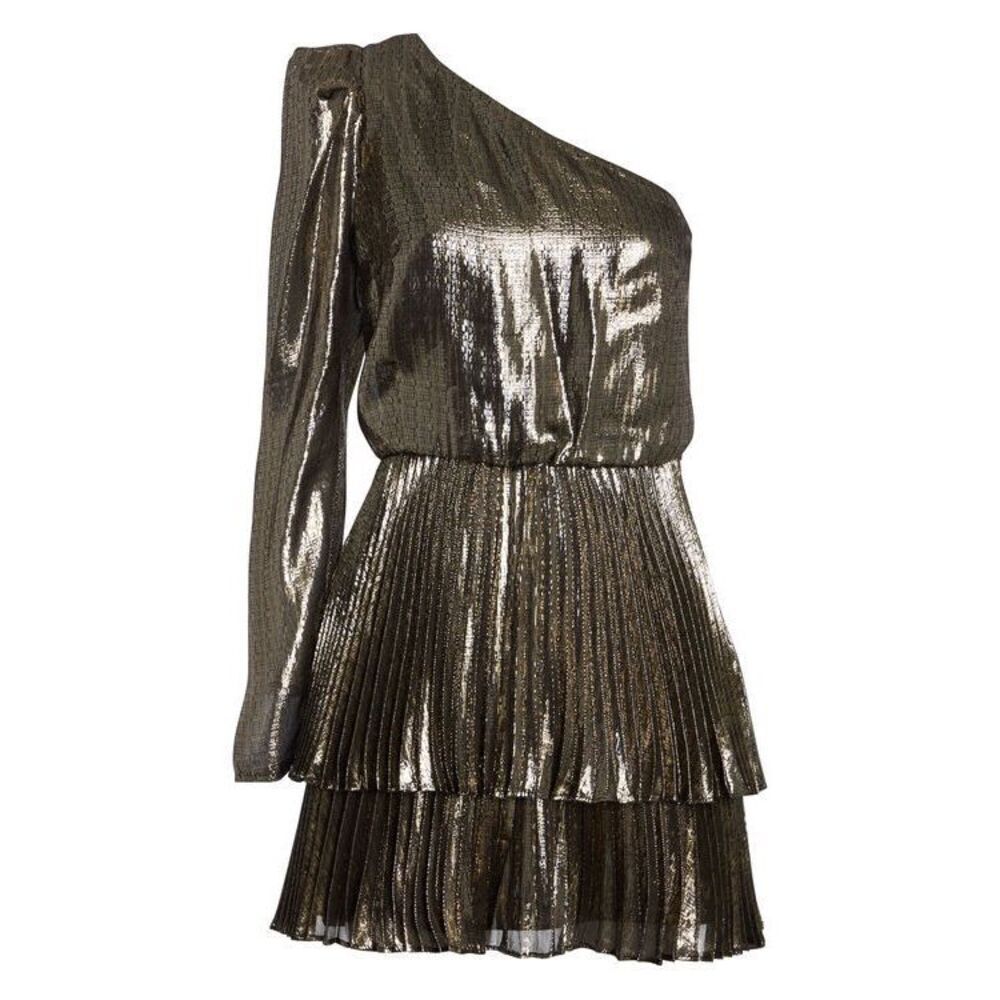 DEREK LAM 10 CROSBY Metallic Yolie One-Shoulder Lamé Dress